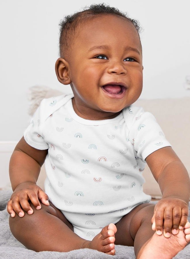 Simple Joys by Carter's Unisex Babies' Short-Sleeve Bodysuit, Pack of 6, Animal/Stripe/Geo Tile, 12 Months - Image 5
