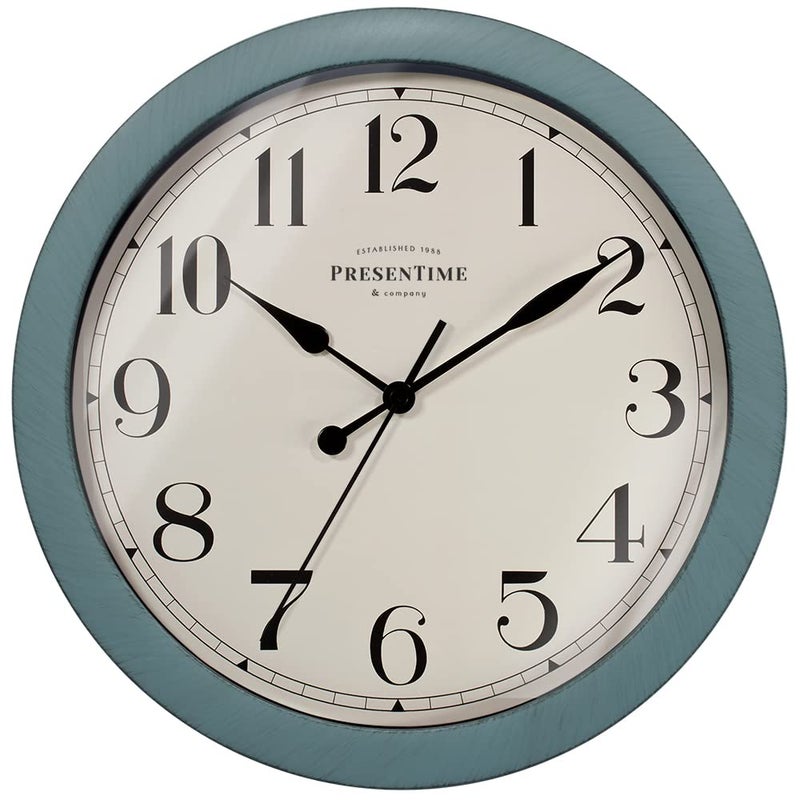 Presentime  Co Vintage Farmhouse Wall Clock Aged Teal Finish Silent No Ticking Rustic and Retro Style 115 inch