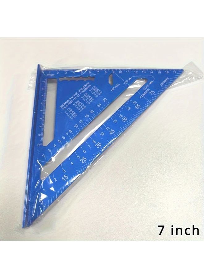 Blue 7 Inch Aluminum Speed Square Precision Woodworking Tool - Image 1