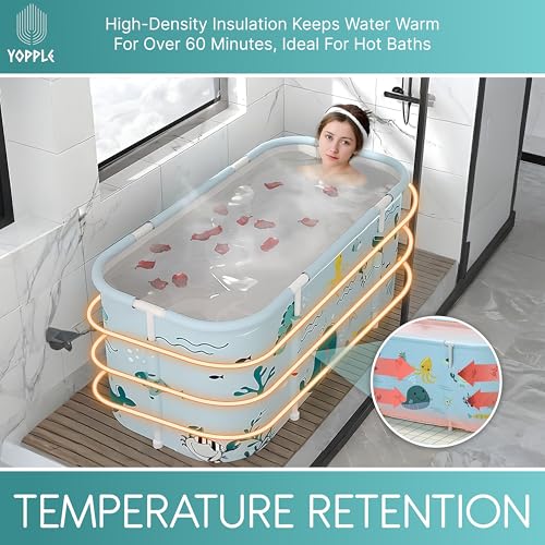 Yopple Bath tub for adult for bathroom Tub for Home SPA, Maintains Hot & Cold Temperature, Drainage Hole, Thickened Layer for Hot and ice bath tub for adults (Blue Fish) - Image 4