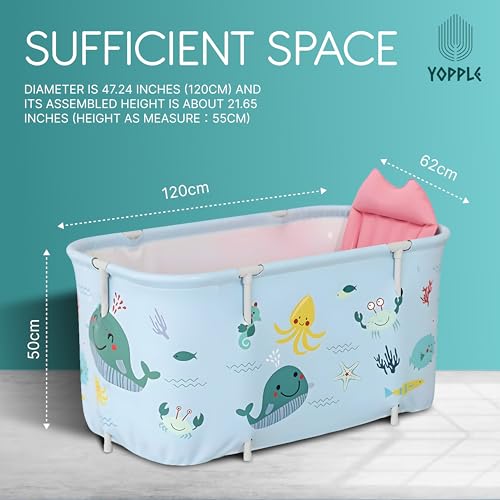 Yopple Bath tub for adult for bathroom Tub for Home SPA, Maintains Hot & Cold Temperature, Drainage Hole, Thickened Layer for Hot and ice bath tub for adults (Blue Fish) - Image 3