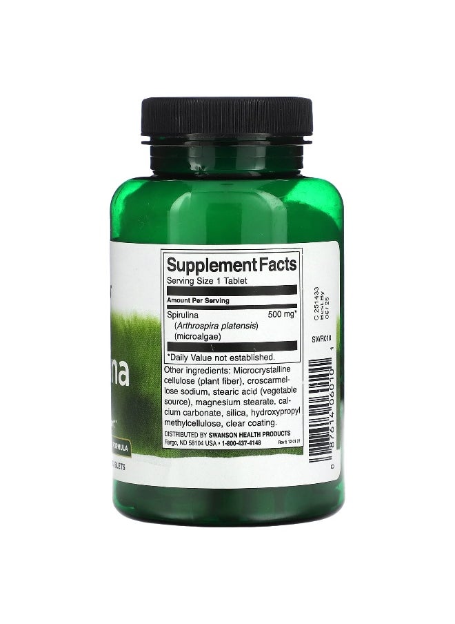 Swanson, Spirulina, 500 mg, 180 Tablets