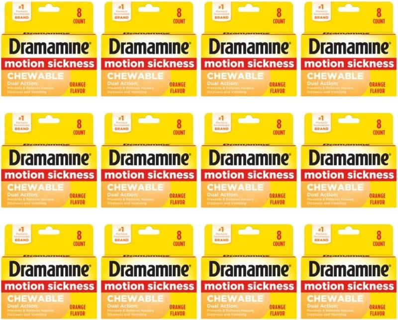 Dramamine Dramamine Chewable Motion Sickness Relief, 8 Tablets Each (Pack of 12) 