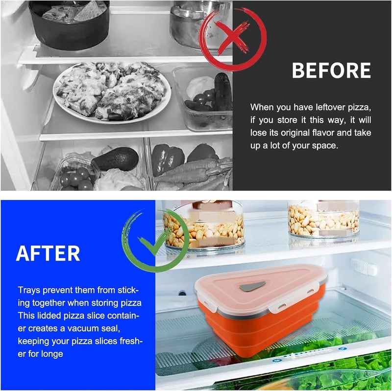 LOOKMINT Pizza Storage Container Expandable Collapsible Pizza Slice Storage Container with 5 Microwavable Serving Trays BPA Free Microwave Dishwasher Safe 1pcs Red - Image 4