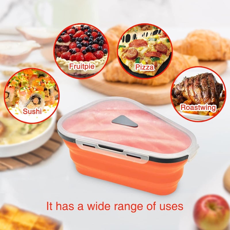 LOOKMINT Pizza Storage Container Expandable Collapsible Pizza Slice Storage Container with 5 Microwavable Serving Trays BPA Free Microwave Dishwasher Safe 1pcs Red - Image 5