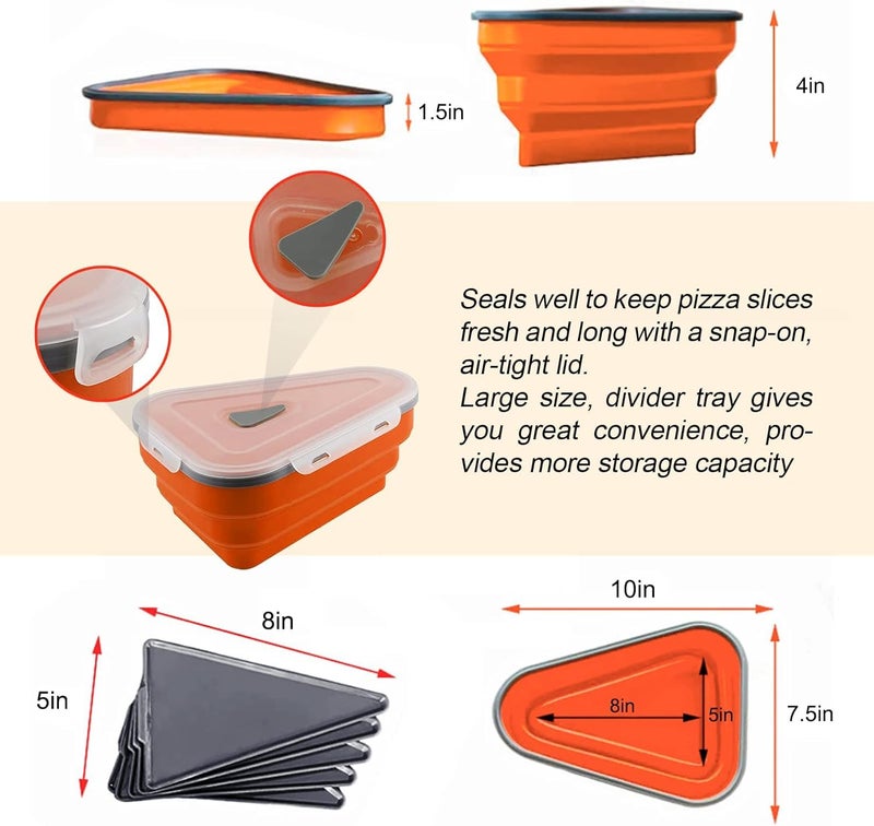 LOOKMINT Pizza Storage Container Expandable Collapsible Pizza Slice Storage Container with 5 Microwavable Serving Trays BPA Free Microwave Dishwasher Safe 1pcs Red - Image 2