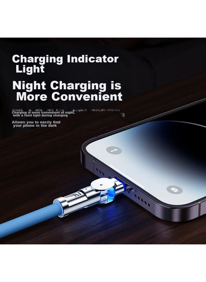 كان يتناسب مع كابل بيانات أبل، كابل شحن آيفون 14، شحن سريع USB، متوافق مع 13 Pro/12/x/phone، آيباد تابلت Air2/mini، واجهة دوارة 180 درجة، 2 متر، أزرق - Image 2