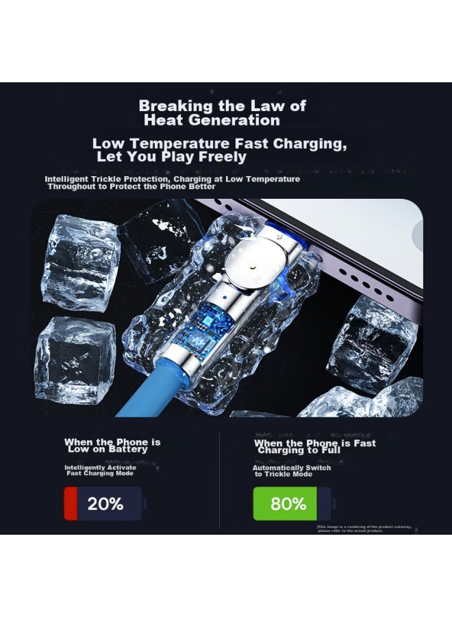 كان يتناسب مع كابل بيانات أبل، كابل شحن آيفون 14، شحن سريع USB، متوافق مع 13 Pro/12/x/phone، آيباد تابلت Air2/mini، واجهة دوارة 180 درجة، 2 متر، أزرق - Image 3