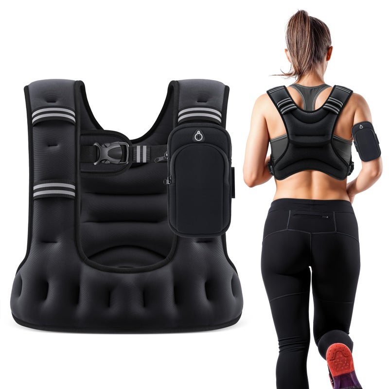 ZELUS Weighted Vest for Women Men, 6/8/12/16/20LB U-Shaped Ergonomic for Even Weight Distribution, Odorless Workout Vest with SGS Certification, Arm Pocket & Back Mesh Pouch for Training & Running - Image 1