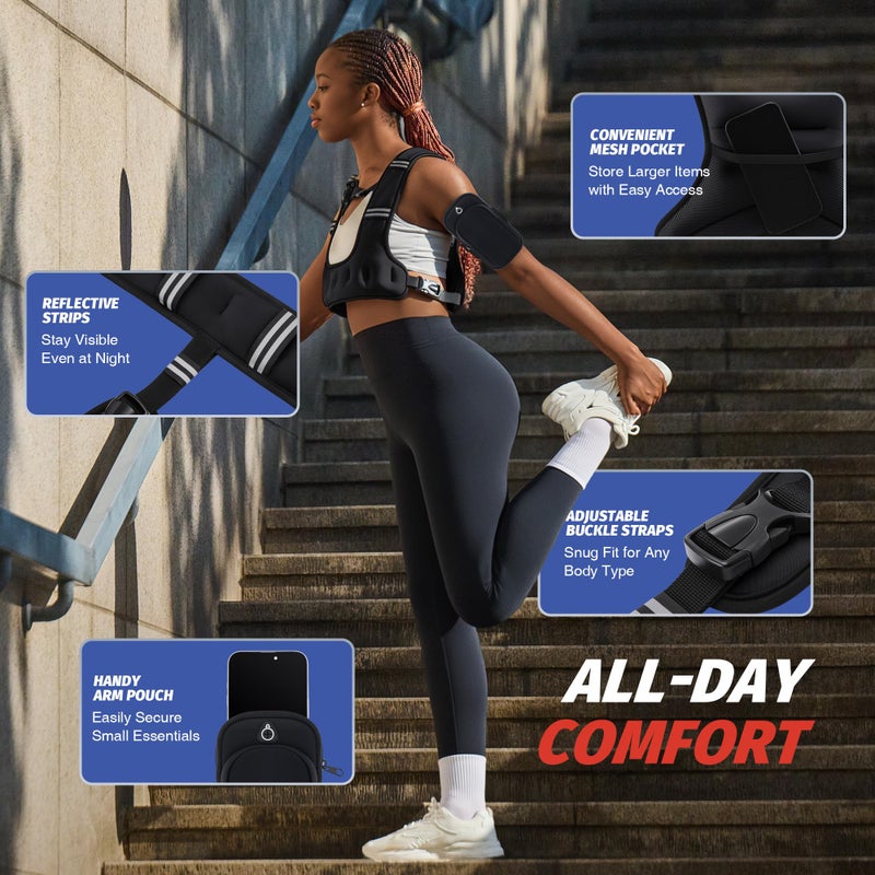 ZELUS Weighted Vest for Women Men, 6/8/12/16/20LB U-Shaped Ergonomic for Even Weight Distribution, Odorless Workout Vest with SGS Certification, Arm Pocket & Back Mesh Pouch for Training & Running - Image 5