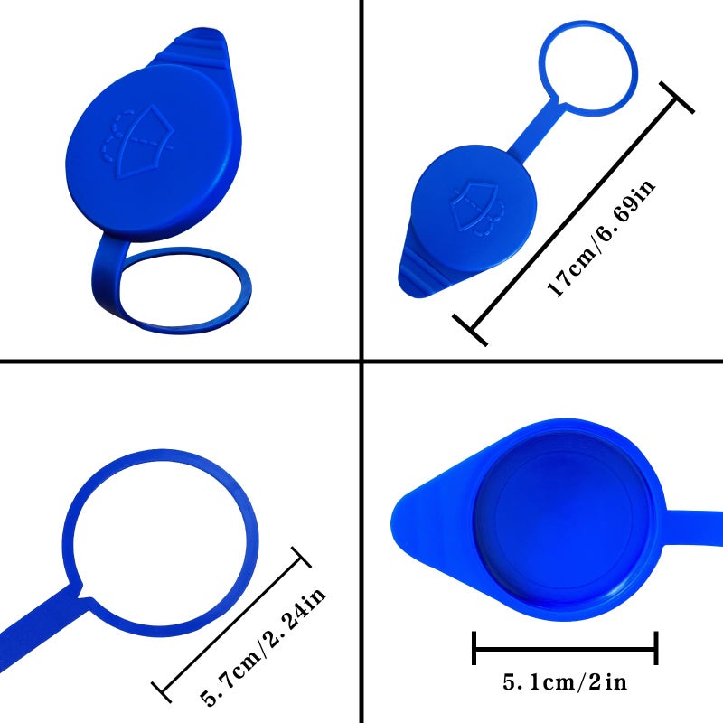 Generic KEVWR Car Washer Bottle Cap for Replacement Windshield Washer Fluid Reservoir Cap KT1Z17632A, Windshield Washer Fluid Reservoir Cap, CP9Z-17A605-A Compatible With Ford Focus 2012-2018, Blue, Plastic  - Image 2