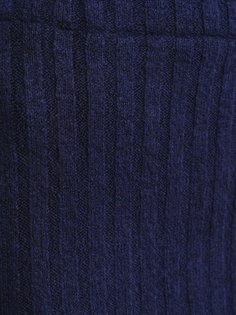 Mixray Navy Blue MIXRAY High Waist Ribbed Knit Skirt for Women | Best Price UAE