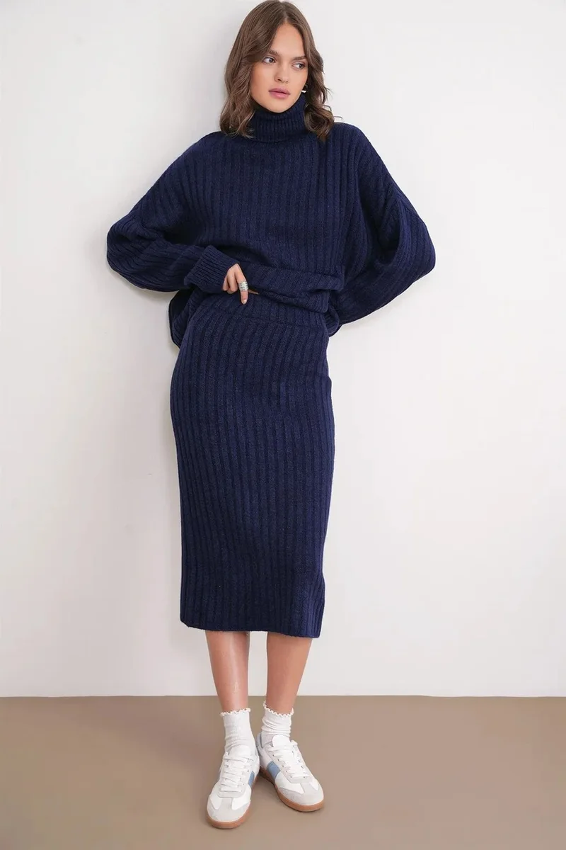 Mixray MIXRAY High Waist Ribbed Knit Skirt