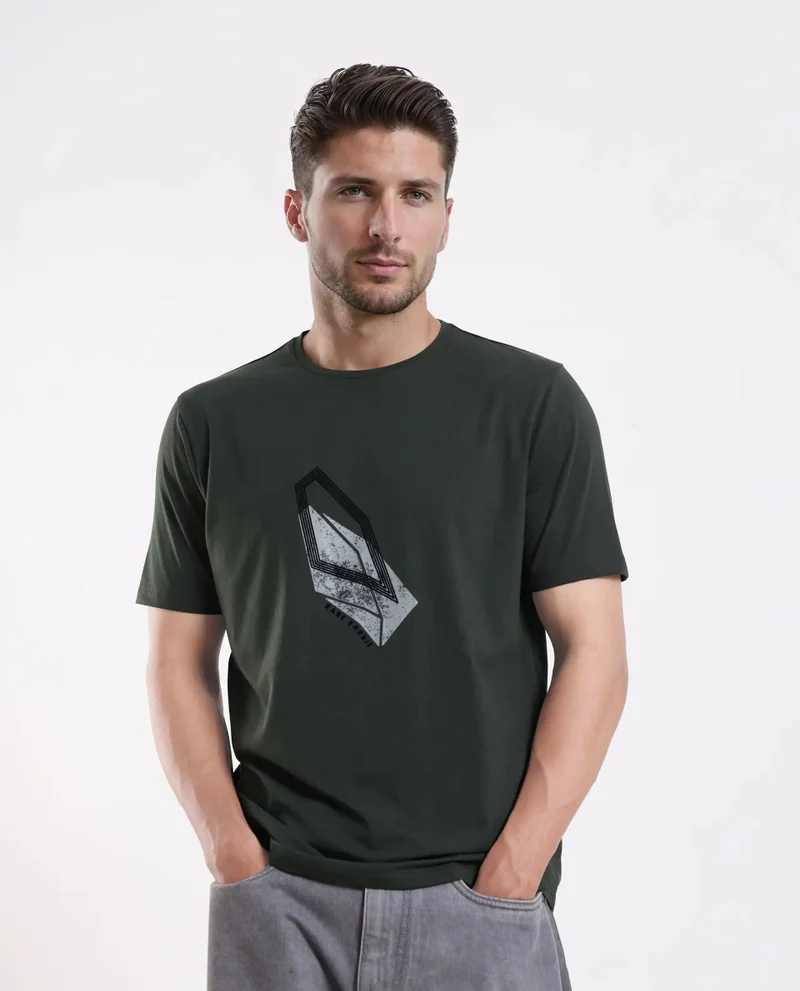 Rare Rabbit Men's Regular Fit Graphic Print T-Shirt