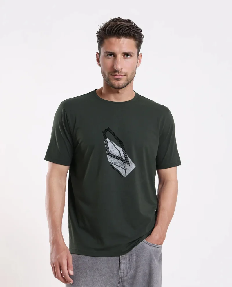 Rare Rabbit Men's Regular Fit Graphic Print T-Shirt