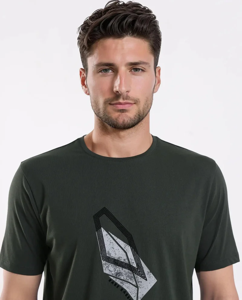 Rare Rabbit Men's Regular Fit Graphic Print T-Shirt