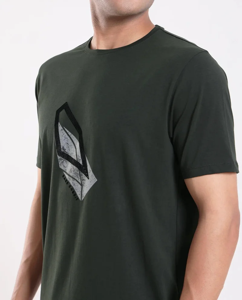 Rare Rabbit Men's Regular Fit Graphic Print T-Shirt