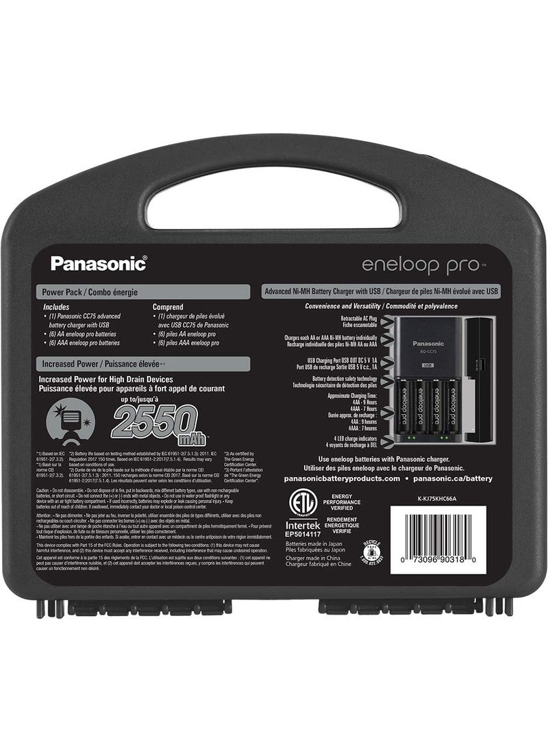 eneloop Panasonic KKJ75KHC82A eneloop pro High Capacity Rechargeable Batteries Power Pack 8AA 2AAA Advanced Battery Charger with USB Charging Port and Plastic Storage Case  - Image 2