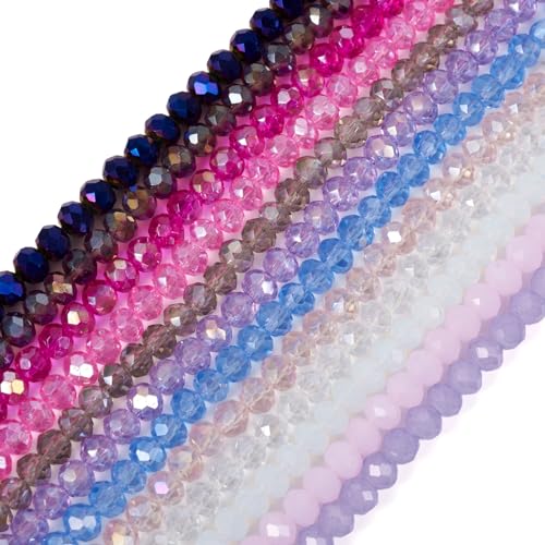 EEE ELECRELIVE Elecrelive 1420pcs Faceted Glass Beads 4mm Briolette Rondelle Beads Crystal Loose Beads for DIY Beading Bracelet Necklace Jewelry Making - Image 1