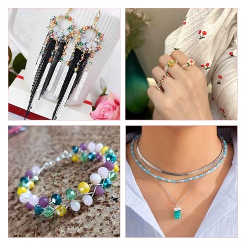 EEE ELECRELIVE Elecrelive 1420pcs Faceted Glass Beads 4mm Briolette Rondelle Beads Crystal Loose Beads for DIY Beading Bracelet Necklace Jewelry Making - Image 4