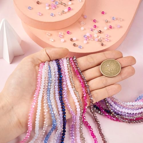 EEE ELECRELIVE Elecrelive 1420pcs Faceted Glass Beads 4mm Briolette Rondelle Beads Crystal Loose Beads for DIY Beading Bracelet Necklace Jewelry Making - Image 5
