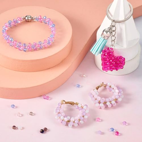 EEE ELECRELIVE Elecrelive 1420pcs Faceted Glass Beads 4mm Briolette Rondelle Beads Crystal Loose Beads for DIY Beading Bracelet Necklace Jewelry Making - Image 2