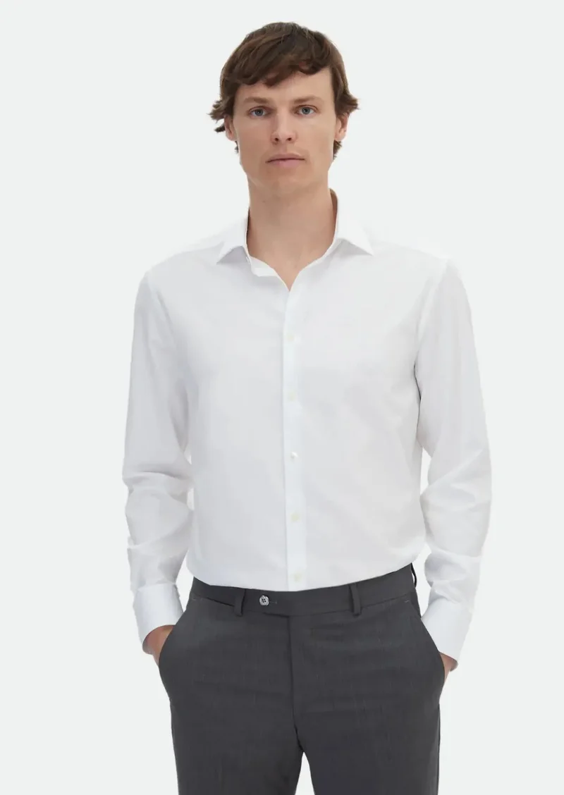 RAMSEY White Striped Regular Fit Weaving Classical 100% Cotton Shirt