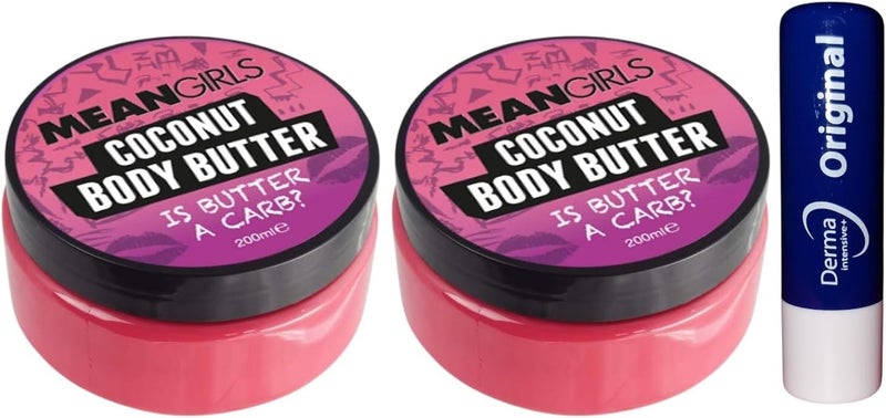 Mean Coconut Body Butter Nourish dry skin as part of a daily skincare Twin Pack 200Ml With Free Orignial Lip Balm