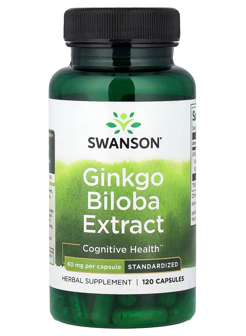 Swanson, Ginkgo Biloba Extract, Standardized, 60 mg, 120 Capsules