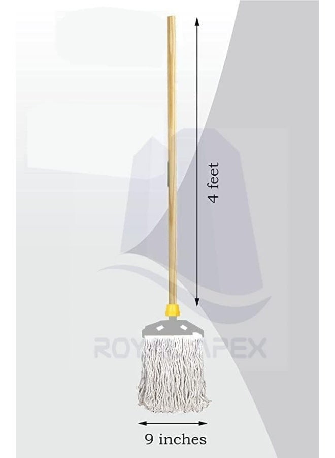 Biella Cotton Mix Wet Mop - Plastic Holder, Long Lasting Superabsorbent For Floor Cleaning, Commercial Household Clean Hardwood, Vinyl, Tile, Etc (With Stick)  - Image 2