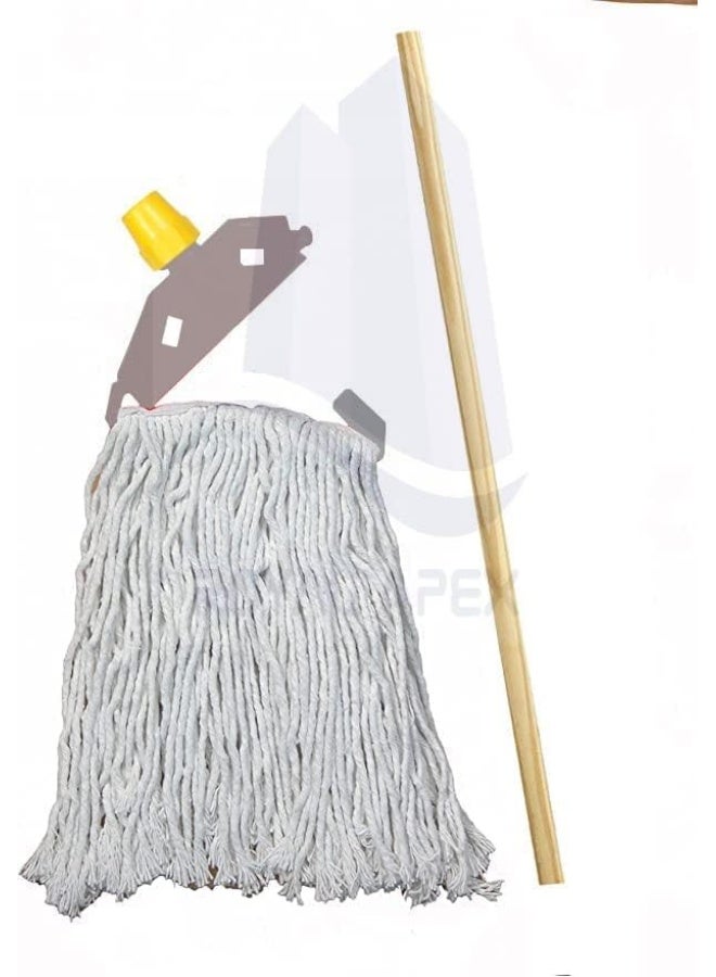 Biella Cotton Mix Wet Mop - Plastic Holder, Long Lasting Superabsorbent For Floor Cleaning, Commercial Household Clean Hardwood, Vinyl, Tile, Etc (With Stick)  - Image 3