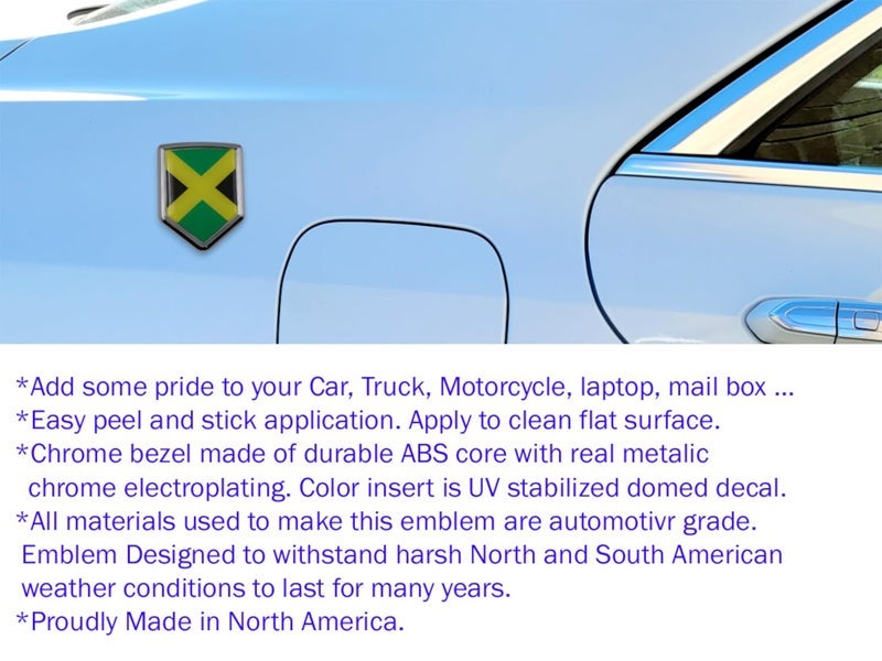 Car Chrome Decals CBSHD103 ملصق سيارة بلون كروم على شكل درع علم جامايكا - Image 2