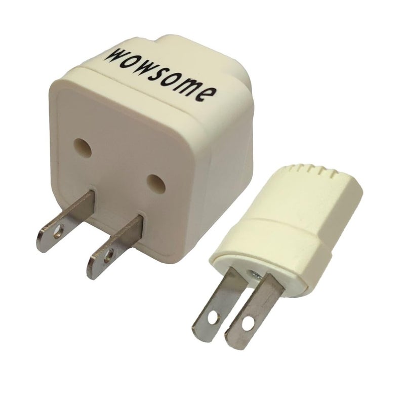 WOWSOME WOWSOME US Conversion Universal Plug for Convert Indian Pin to USA Japan Canada Philippines Power Socket Type A 10A Pack of 2 White - Image 1