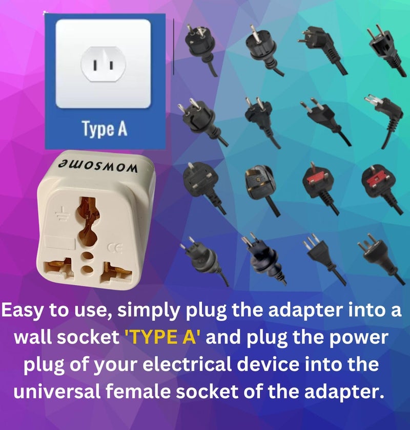 WOWSOME WOWSOME US Conversion Universal Plug for Convert Indian Pin to USA Japan Canada Philippines Power Socket Type A 10A Pack of 2 White - Image 5