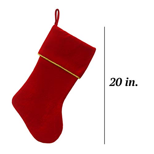 Etistta Classic 20 inch Velvet Christmas Stockings, Christmas Decor Soft Velvet Stockings for Christmas Fireplace Decorations (Red) - Image 3