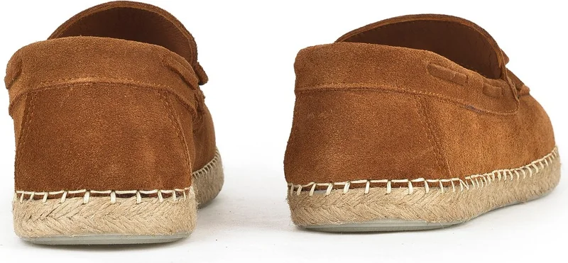 زيا , Men's Genuine Leather Espadrille Shoes 1411036ZI302 Tan