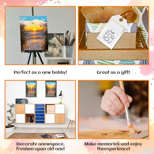 NPCSWXQ Paint By Numbers Kit for Adults Beginners, Beach Sunset Oil Acrylic Painting Crafts Number Artist Paint Kit for Home Wall Bedroom Study or Office Decor Gift 16x20Inch - Image 5