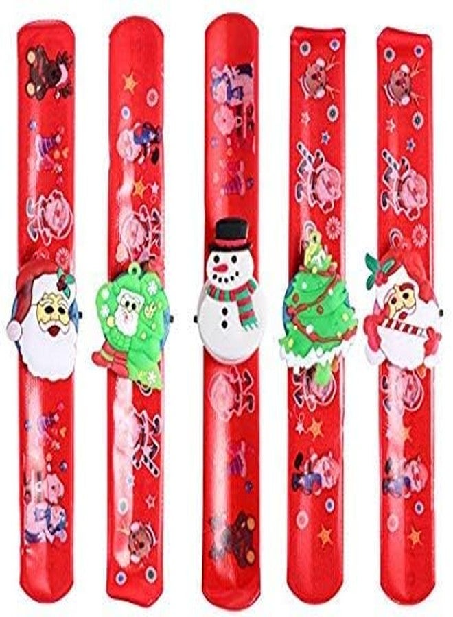 Partunay Set Of 2 Pcs Kids Light up Christmas Slap Bracelets Christmas Snap Bracelet Party Favors Xmas Slap Bands Include Santa Claus Snowman Reindeer Bear Christmas Decorations for Girls and Boys - Image 1