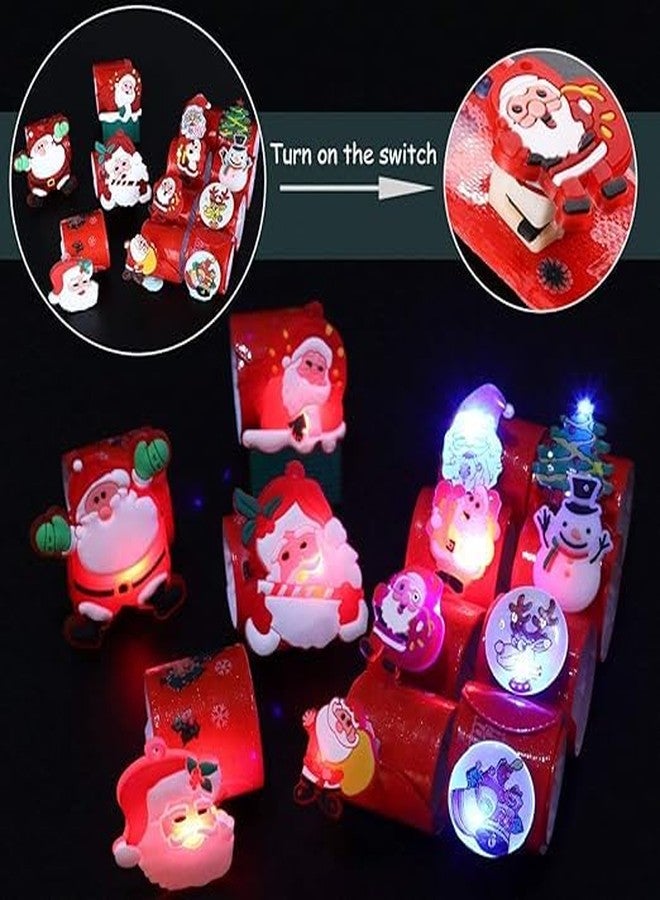 Partunay Set Of 2 Pcs Kids Light up Christmas Slap Bracelets Christmas Snap Bracelet Party Favors Xmas Slap Bands Include Santa Claus Snowman Reindeer Bear Christmas Decorations for Girls and Boys - Image 2