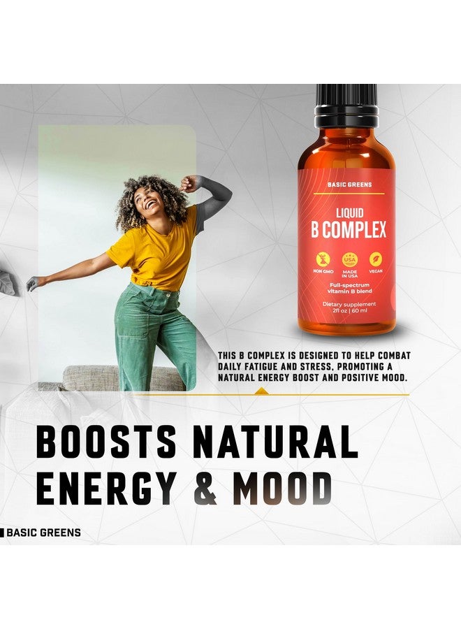 BASIC GREENS Vitamin B Complex Liquid Drops - Strength Sublingual Formula, Maximizes Absorption & Boosts Energy - B1, B2, B3, B5, B6, B7, B9, B12 - Natural Vegan Supplement for Immunity (B Complex) - Image 5