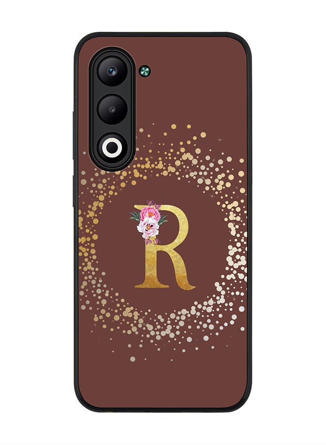Stylizedd For Oppo A5 5G / A5 4G Case,Slim fit Camera Protection, Shockproof Thin Phone cover  - Custom Monogram Floral - R  (Brown )