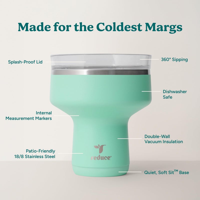 Reduce Saltini 16oz Cocktail Tumbler - Insulated Margarita Tumbler with Lid-Keeps Drinks Cold for 10 Hours-360 Sippable Martini Glass Alternative-Shatterproof Perfect for Parties - Multicolor - 4 Pack - Image 4