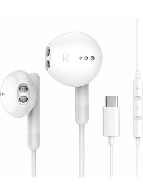 USB C Headphones for iPhone 17 16 15 Pro Max Plus iPad Pro 10 Mini 7 Air 6 | Wired Earbuds USBC Earphones with Microphone Volume Control Type C for Google Pixel 10 Samsung Galaxy S26 S25 S24 S23 A56 A17