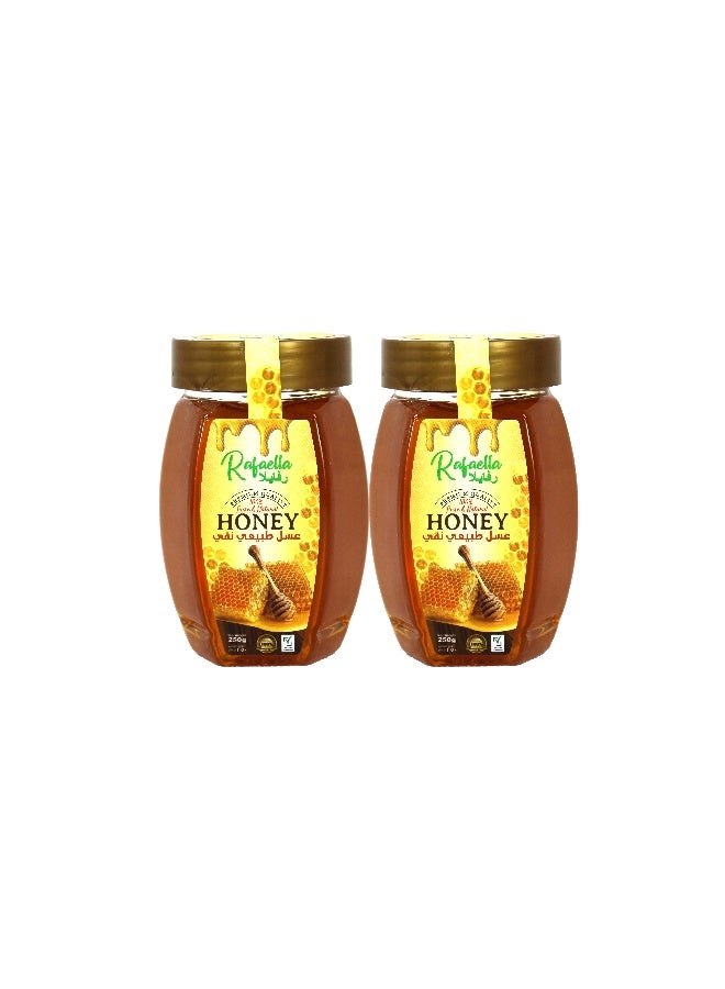 Rafaella Natural Honey Hexa Jar, 2x250g | Premium Quality | 100% Pure Honey | No Added Sugar or Preservatives - Image 1