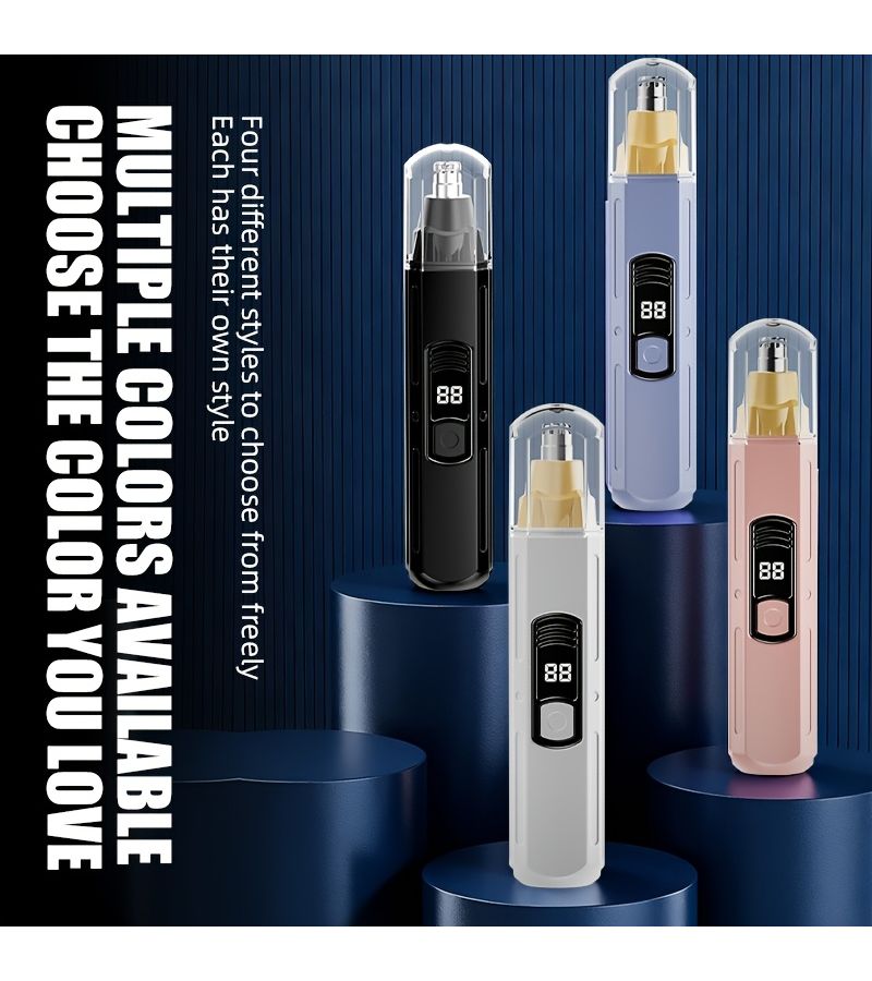 Portable Nose Hair Trimmer Unisex Eyebrow Trimmer Stainless Steel Blades Painless Hair Removal USB Rechargeable Digital Power Display For Nose Eyebrows Ear Hair LH001 Pink - Image 4