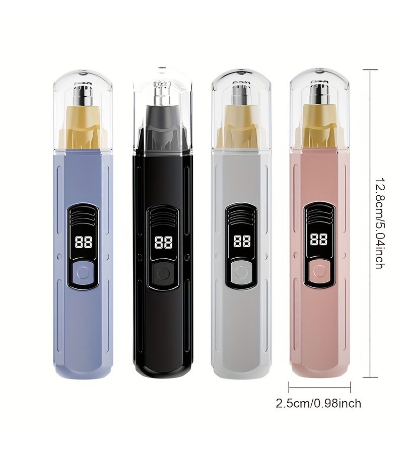 Portable Nose Hair Trimmer Unisex Eyebrow Trimmer Stainless Steel Blades Painless Hair Removal USB Rechargeable Digital Power Display For Nose Eyebrows Ear Hair LH001 Pink - Image 2