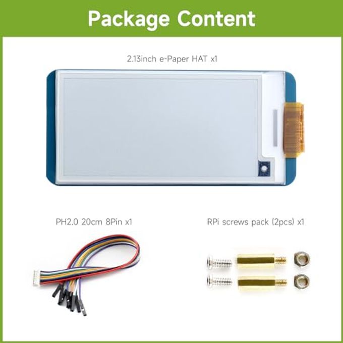 Waveshare 2.13Inch E-Paper Display Hat Compatible With Raspberry Pi 5/4B/3B/Zero/Zero W/Zero 2W/Pico/Pico W/Pico Wh/Jetson Nano, 250X122 Resolution Black/White Dual-Color - Image 2