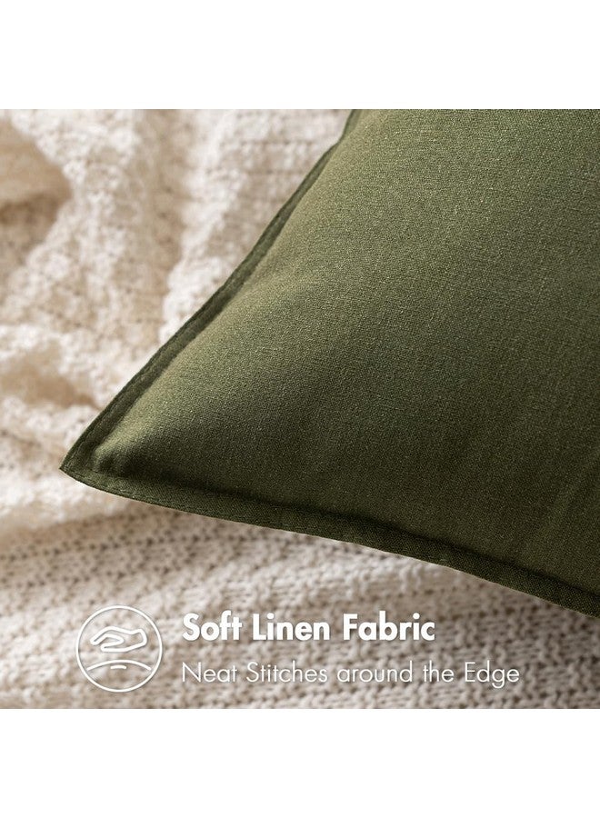 MIULEE 24x24 Inch Olive Green Pack of 2 Pillow Covers Decorative Couch Throw Pillow Covers Linen Cushion Covers Set Modern Farmhouse Home Decor for Sofa Living Room Bed - Image 2
