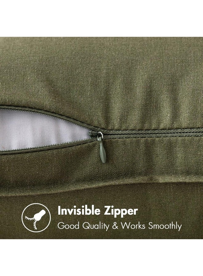 MIULEE 24x24 Inch Olive Green Pack of 2 Pillow Covers Decorative Couch Throw Pillow Covers Linen Cushion Covers Set Modern Farmhouse Home Decor for Sofa Living Room Bed - Image 3
