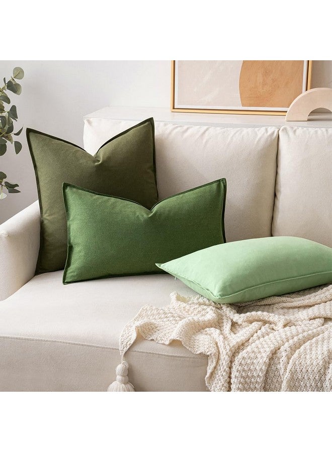 MIULEE 24x24 Inch Olive Green Pack of 2 Pillow Covers Decorative Couch Throw Pillow Covers Linen Cushion Covers Set Modern Farmhouse Home Decor for Sofa Living Room Bed - Image 4